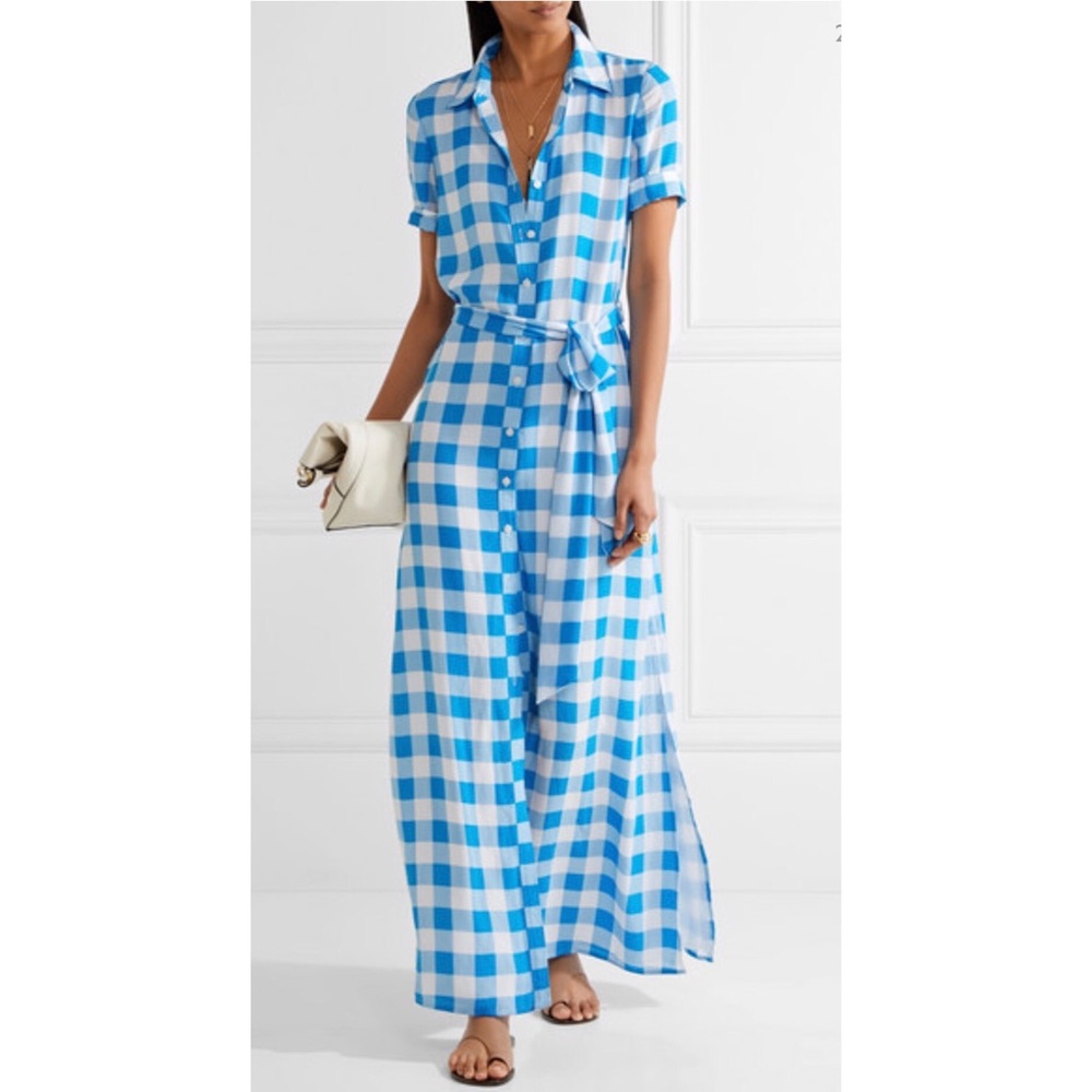 Draper James Gingham crepe de chine maxi dress
